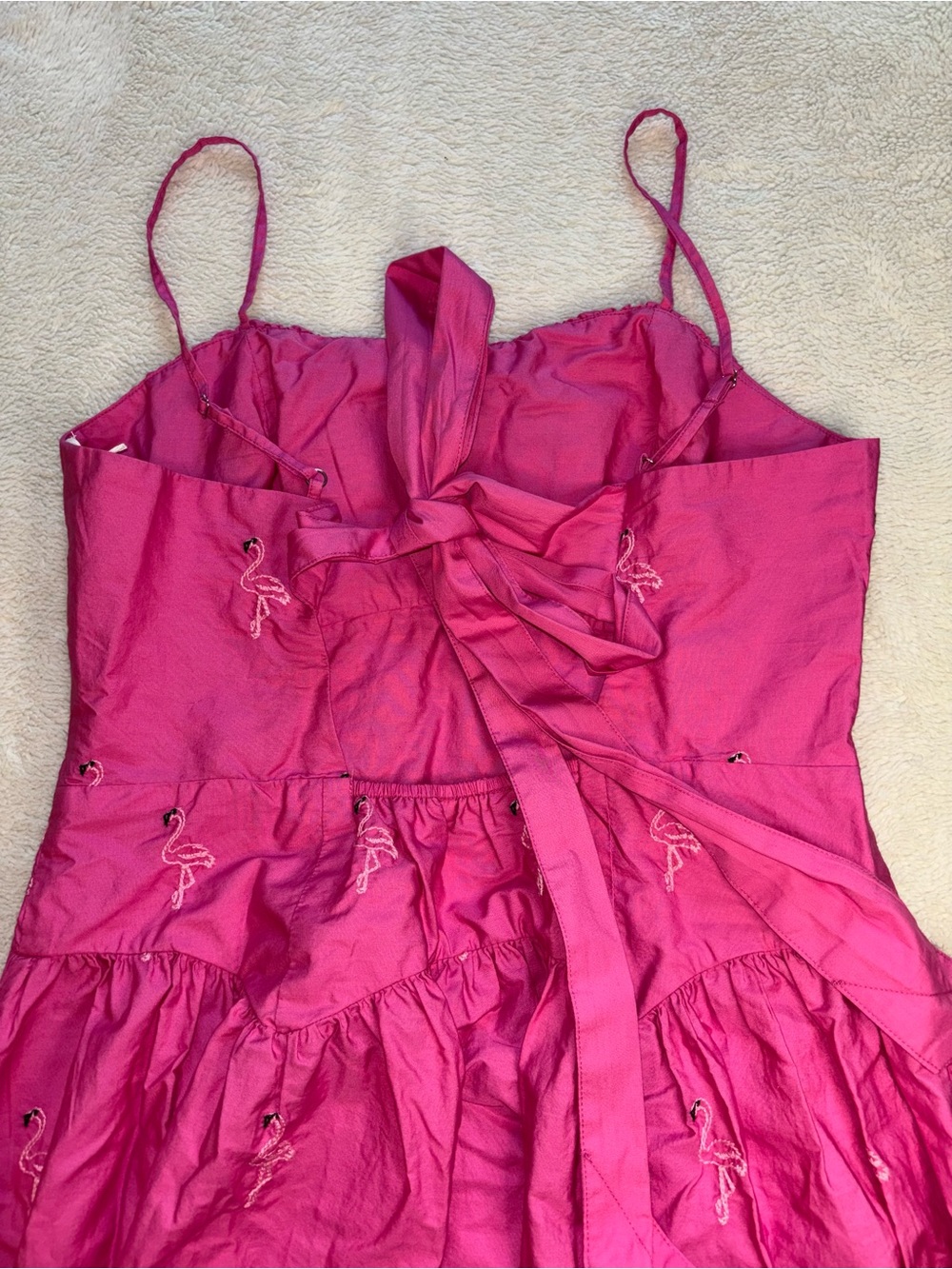 (🎃3 for 12🎃) Free Assembly Pink Midi Sleeveless Dress with Embroidered Flamingos - Picture 6 of 8